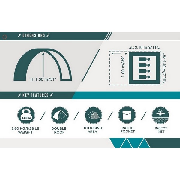 Продукт BESTWAY Activeridge - Четири-местна палатка, (210 cm + 100 cm) x 240 cm x 130 cm, - 0 - BG Hlapeta